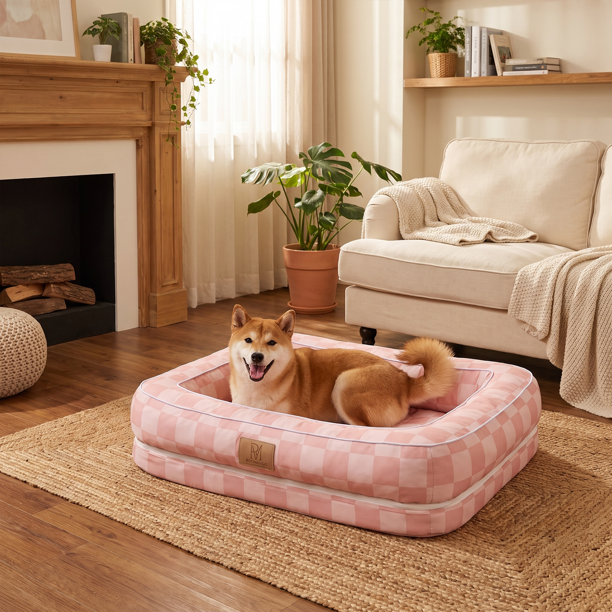 Checkerboard Memory Foam Removable Washable Waterproof Odor-Control Unisex Cat & Dog Pet Mat